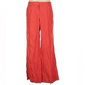 100% Linen Coral Wide-Leg Pants
